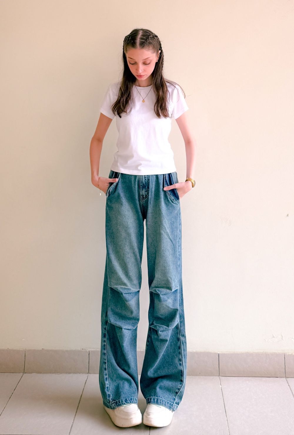 Women's Rustic Pleated Jeans 