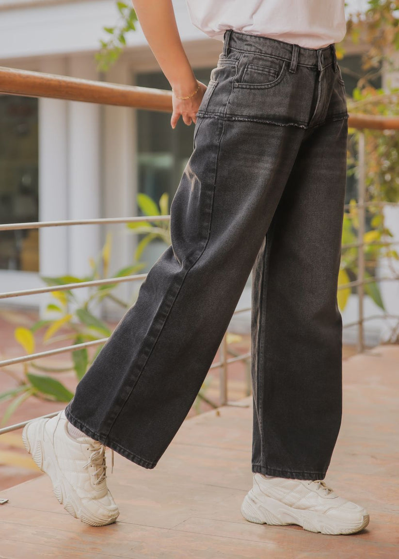 Women's Shade Shift Jeans in Black with a Separate Top and Bottom Joint