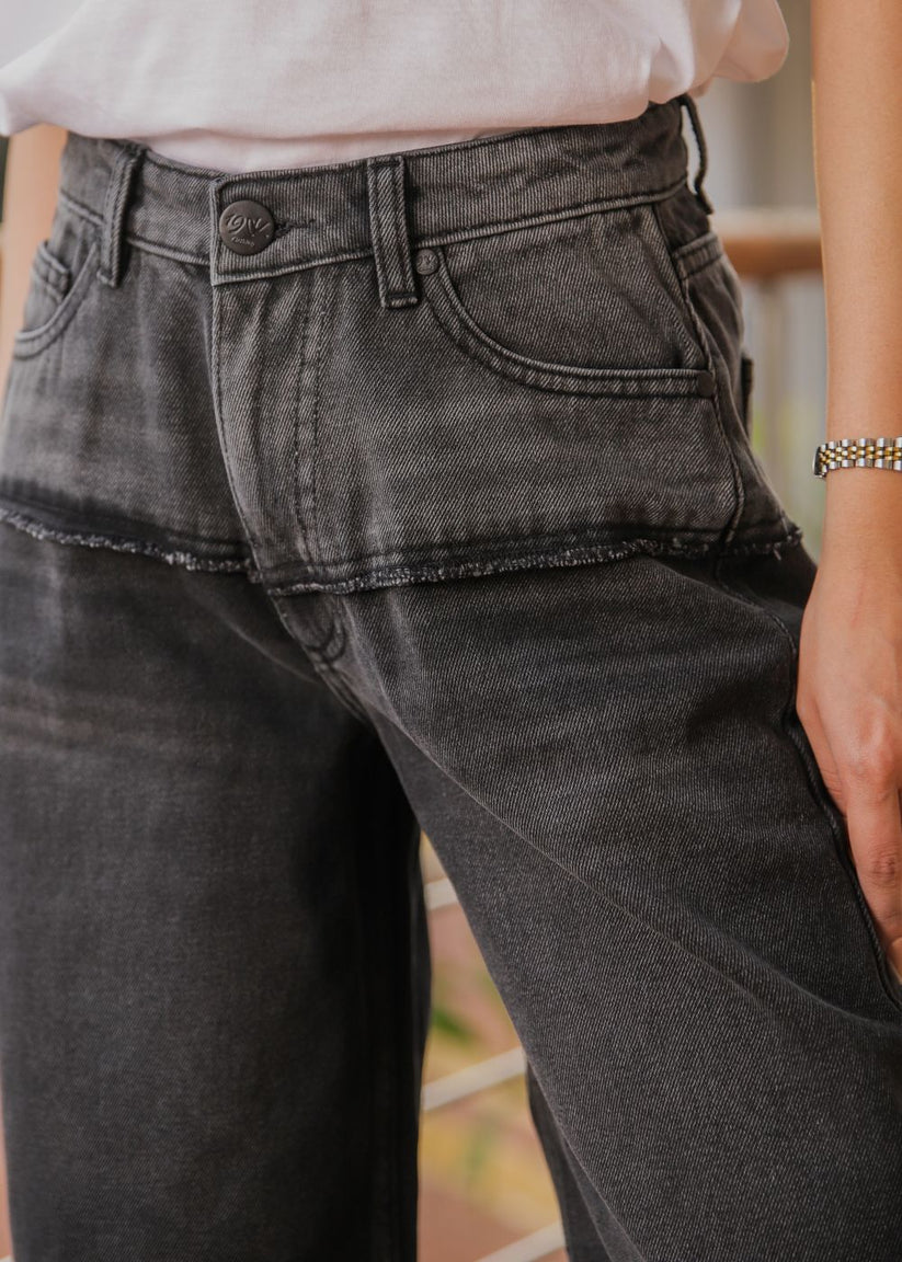 Women's Shade Shift Jeans in Black with a Separate Top and Bottom Joint