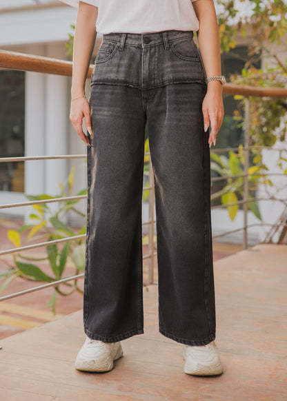 Women's Shade Shift Jeans in Black with a Separate Top and Bottom Joint