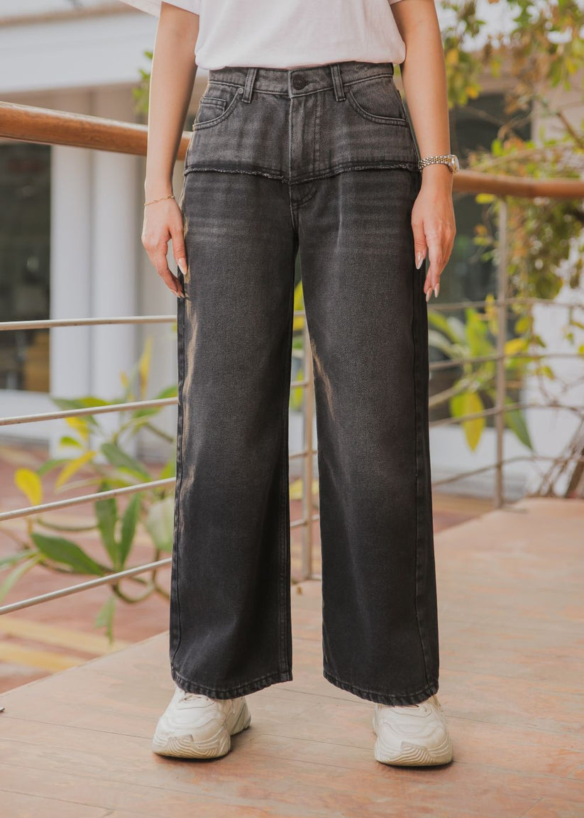 Women's Shade Shift Jeans in Black with a Separate Top and Bottom Joint