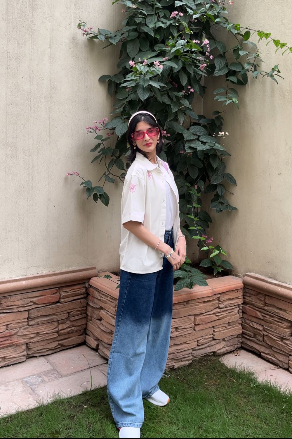 Women's Skater Jeans in Ombre Blue with a gradient effect