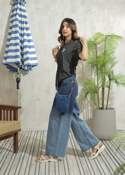 Women's Skater Jeans in Ombre Blue with a gradient effect