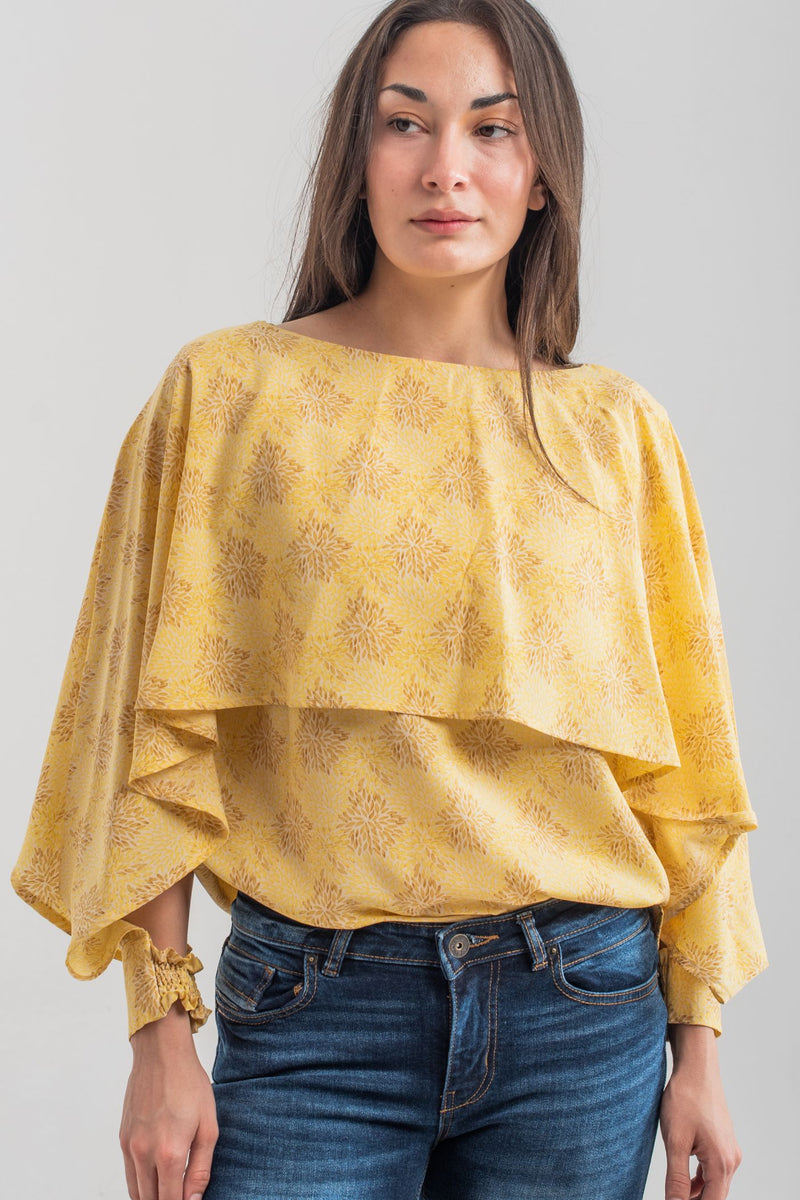 Yellow Printed Wing Top