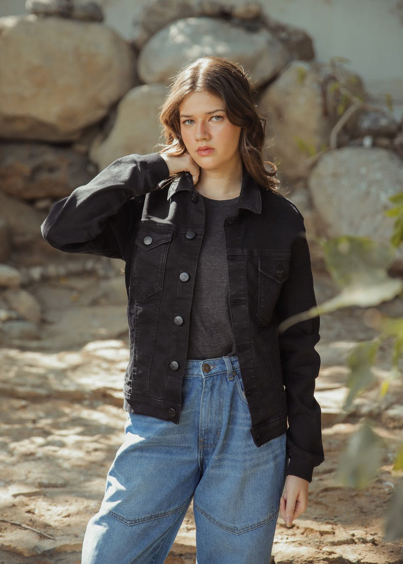 Black Button Down Jacket for Women