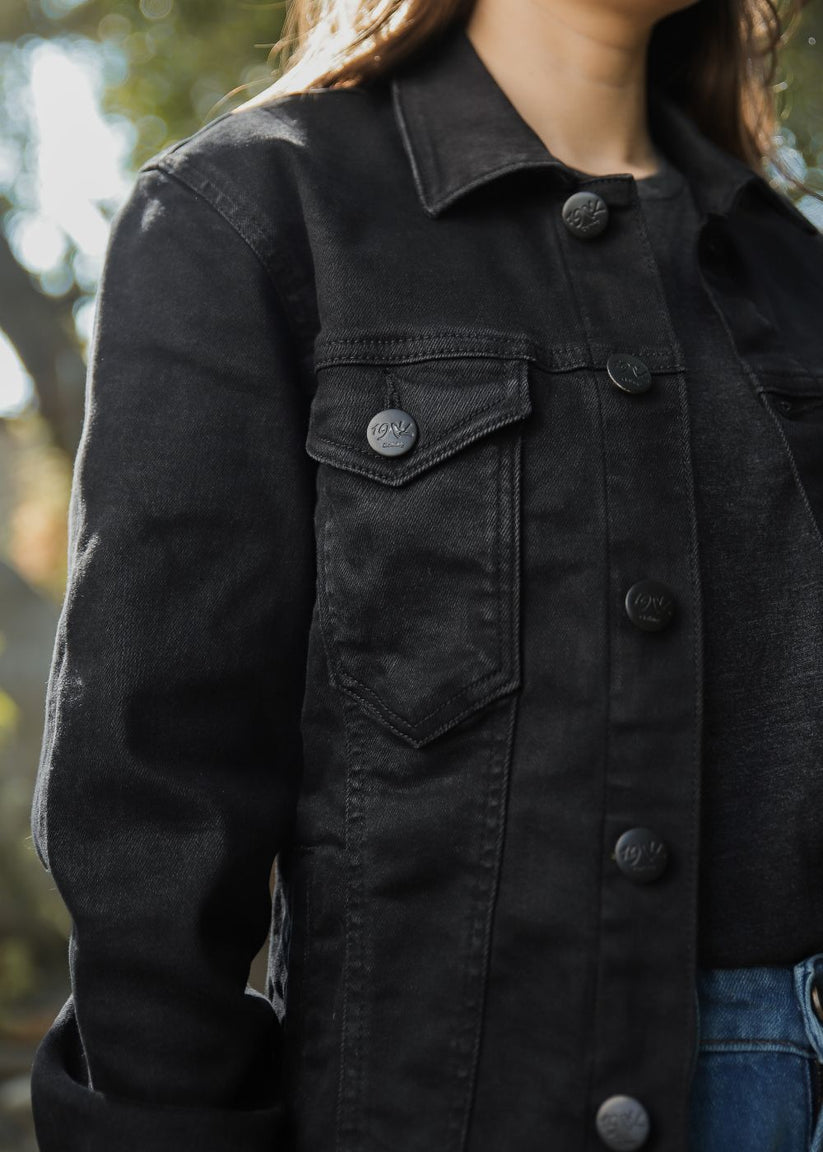 Black Button Down Jacket for Women