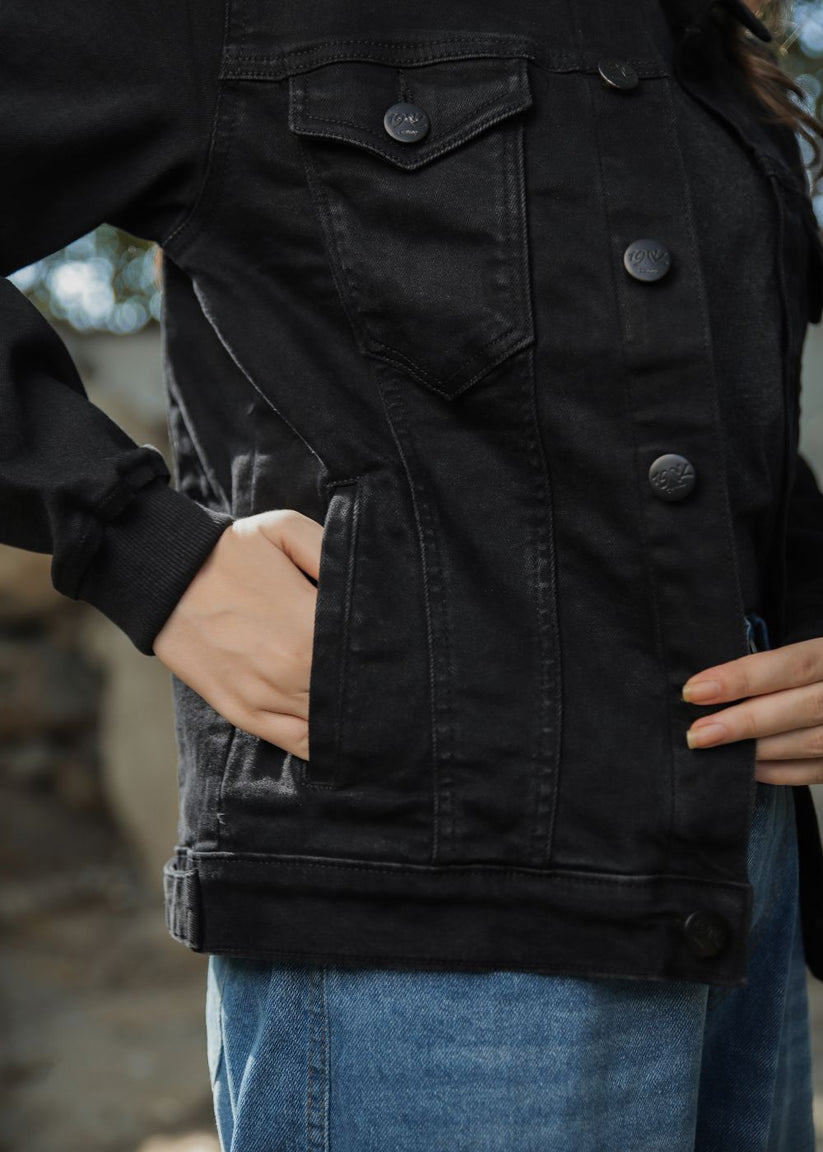 Black Button Down Jacket for Women