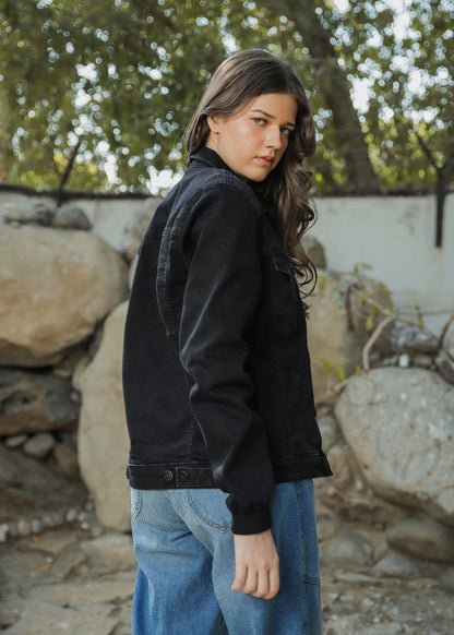 Black Button Down Jacket for Women