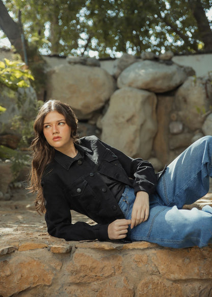 Black Button Down Jacket Her 