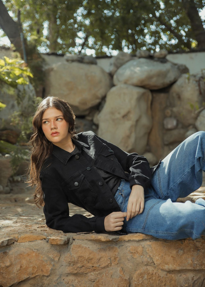 Black Button Down Jacket Her 
