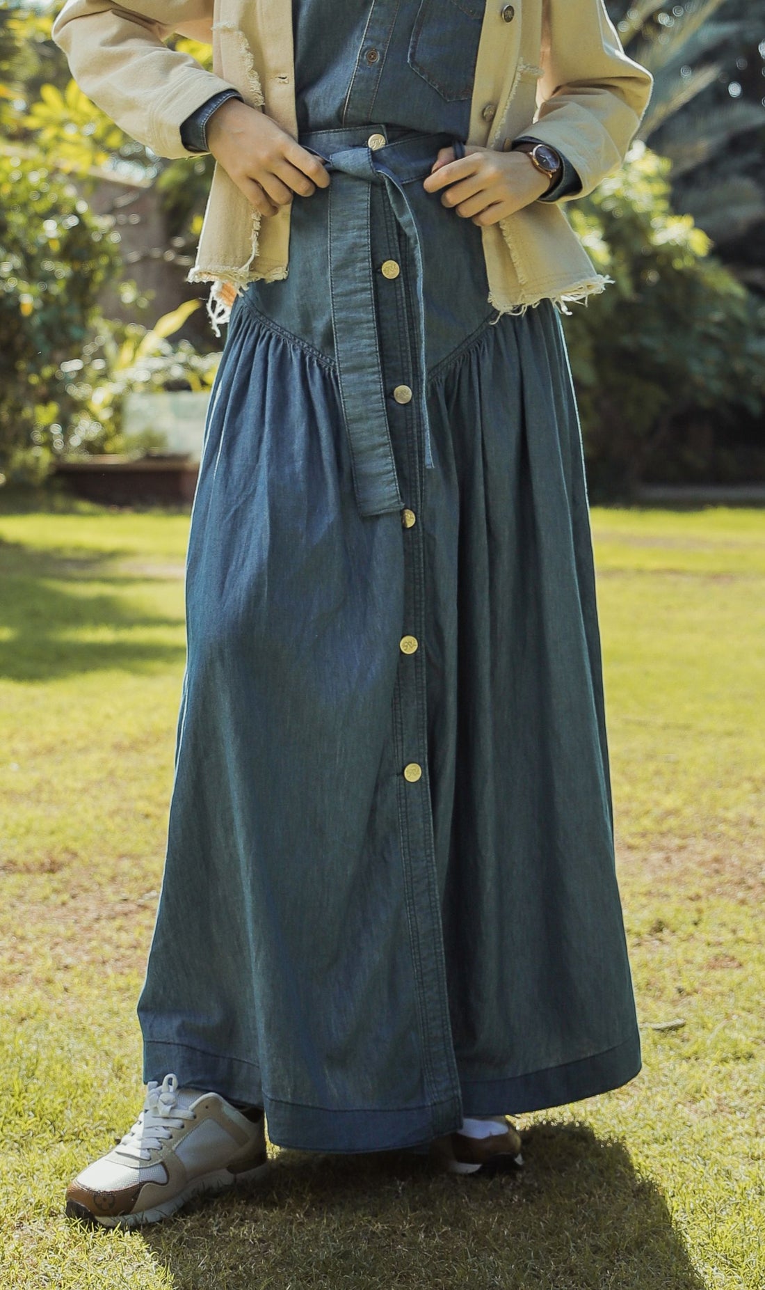 Blue Button Down Skirt 