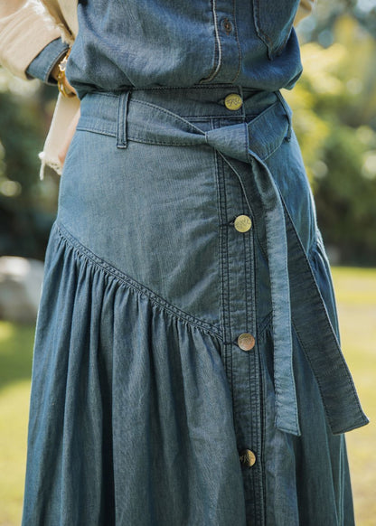 Blue Button Down Skirt 
