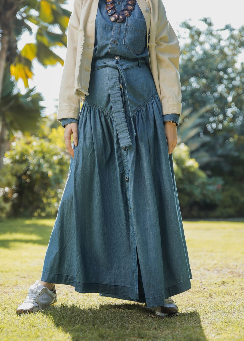 Blue Button Down Skirt 
