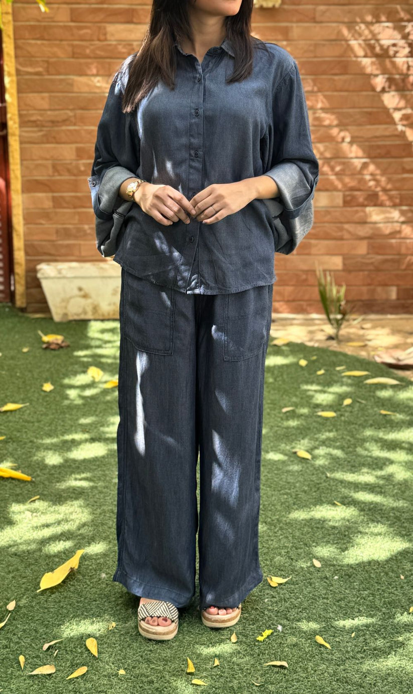 Blue Gold Relaxed Coord Set 