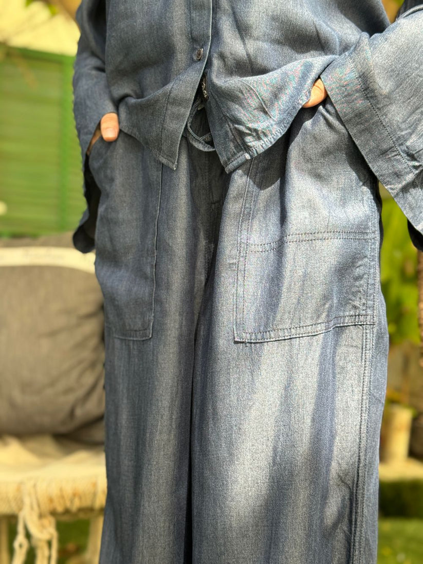 Blue Gold Relaxed Coord Set 