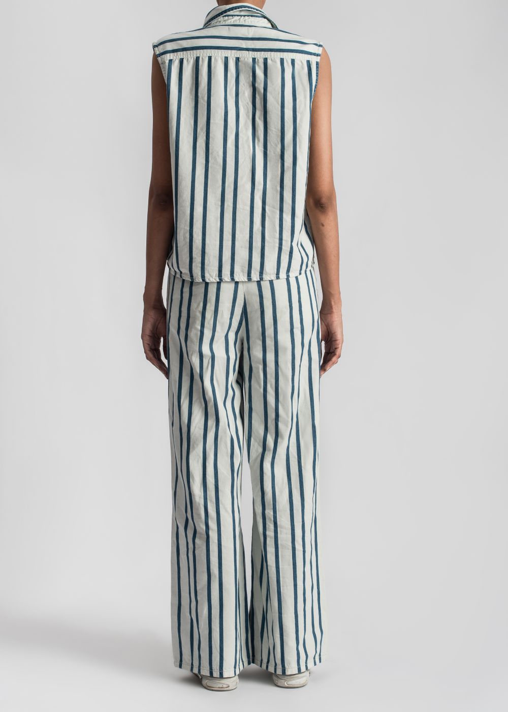 Back View of Blue Striped Co-ord Set
