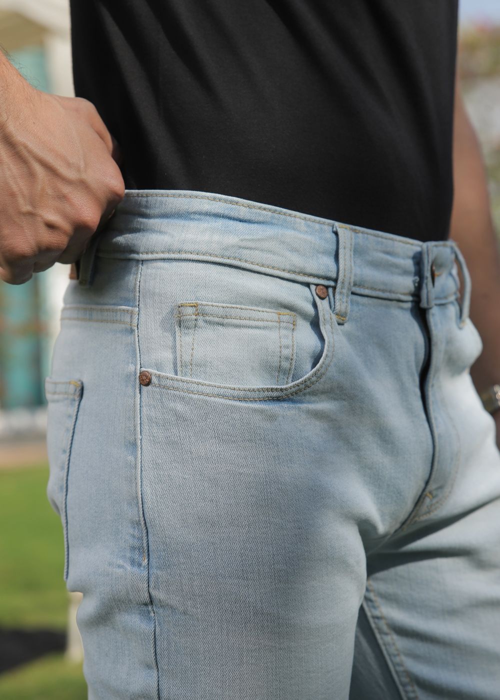 Bruno Ice Blue Jeans slim fit ice blue stretch denim with clean finish for everyday casual wear