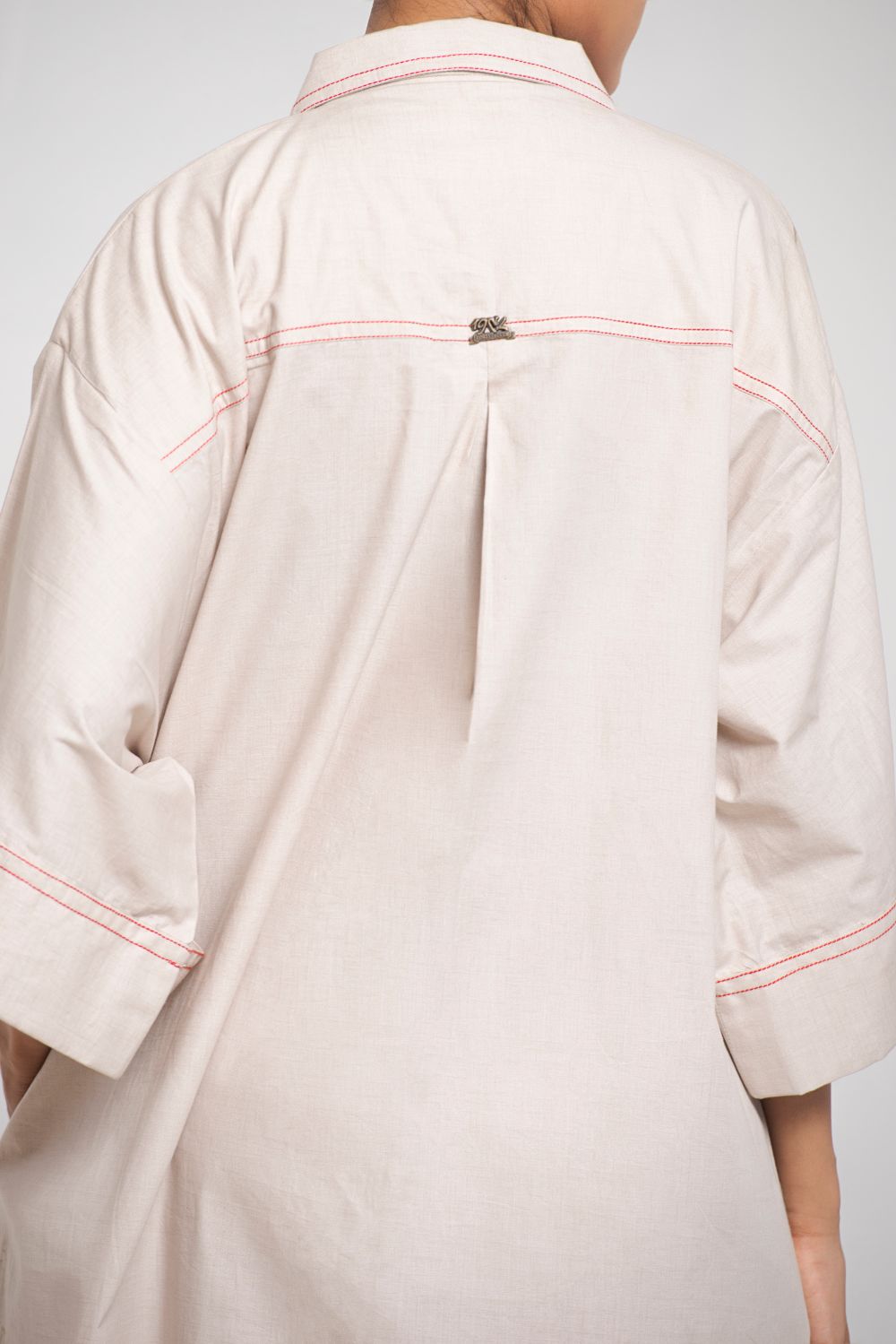 Caramel long tunic with Crimson Anchor 