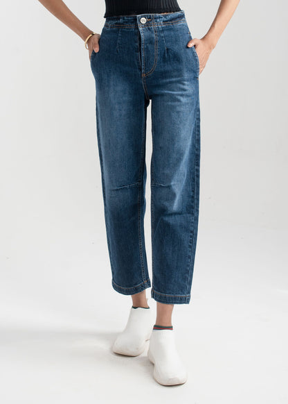 Dark Blue Pleat Jeans 