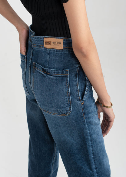 Dark Blue Pleat Jeans 