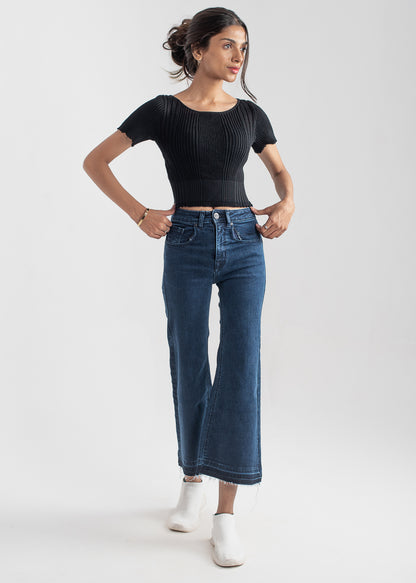 Denim Culottes  Dark Blue 