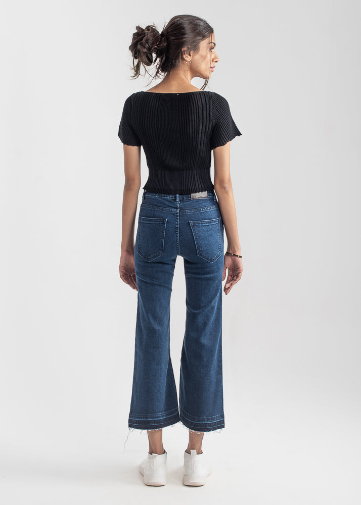 Denim Culottes  Dark Blue 