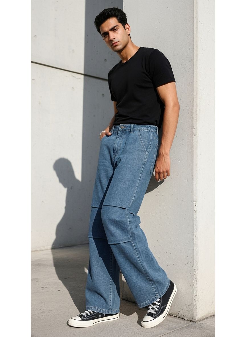 Mid Blue Pleat Jeans