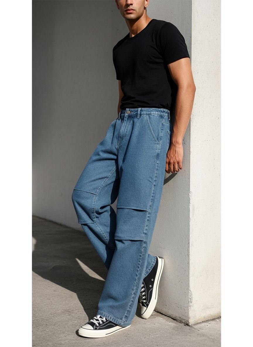 Inaara Dark Blue Pleat Jeans-Men