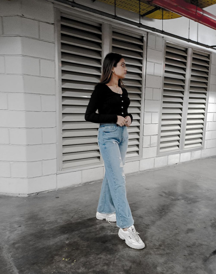 High-waisted Women's Flare Jeans in Light Blue