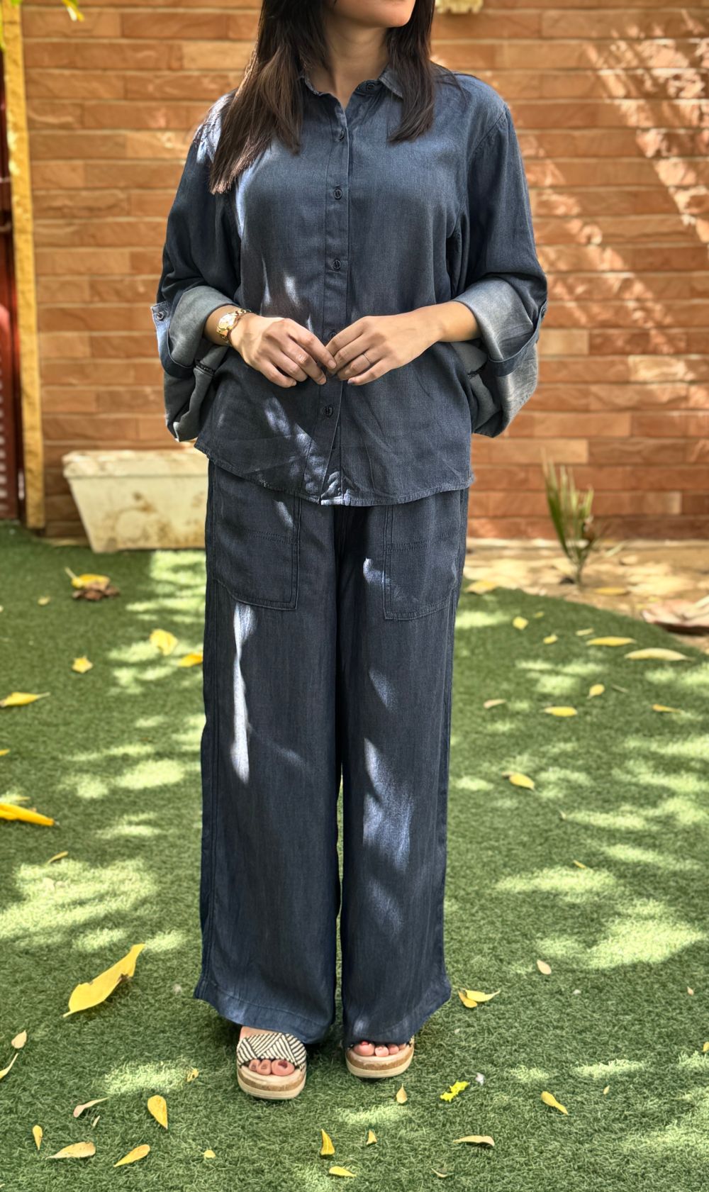 Blue Gold Relaxed Coord Set