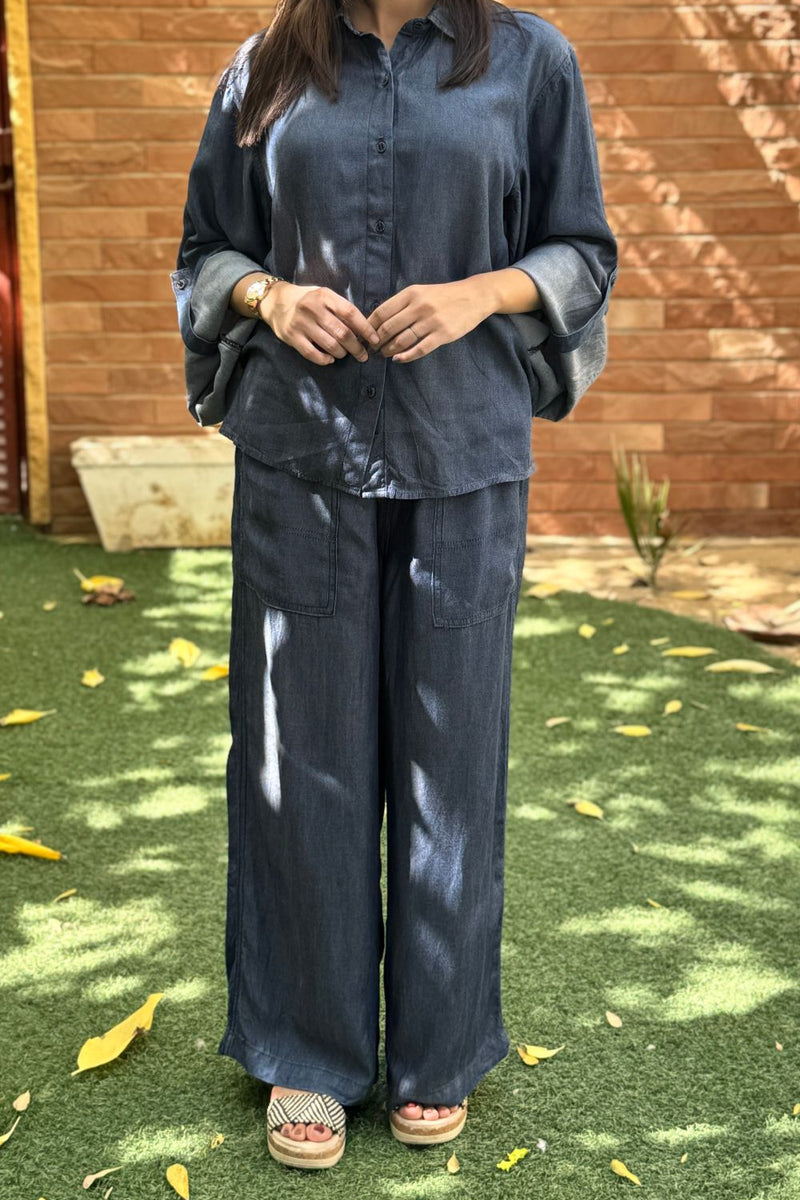 Blue Gold Relaxed Coord Set