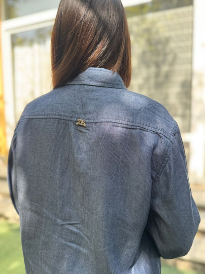 Blue Gold Relaxed Coord Set