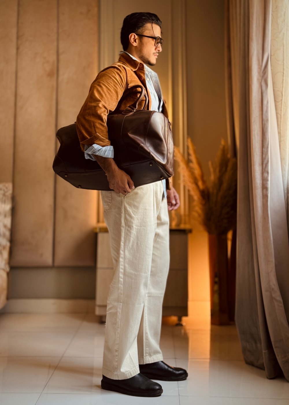 Beige Urban Pleat Relaxed Jeans