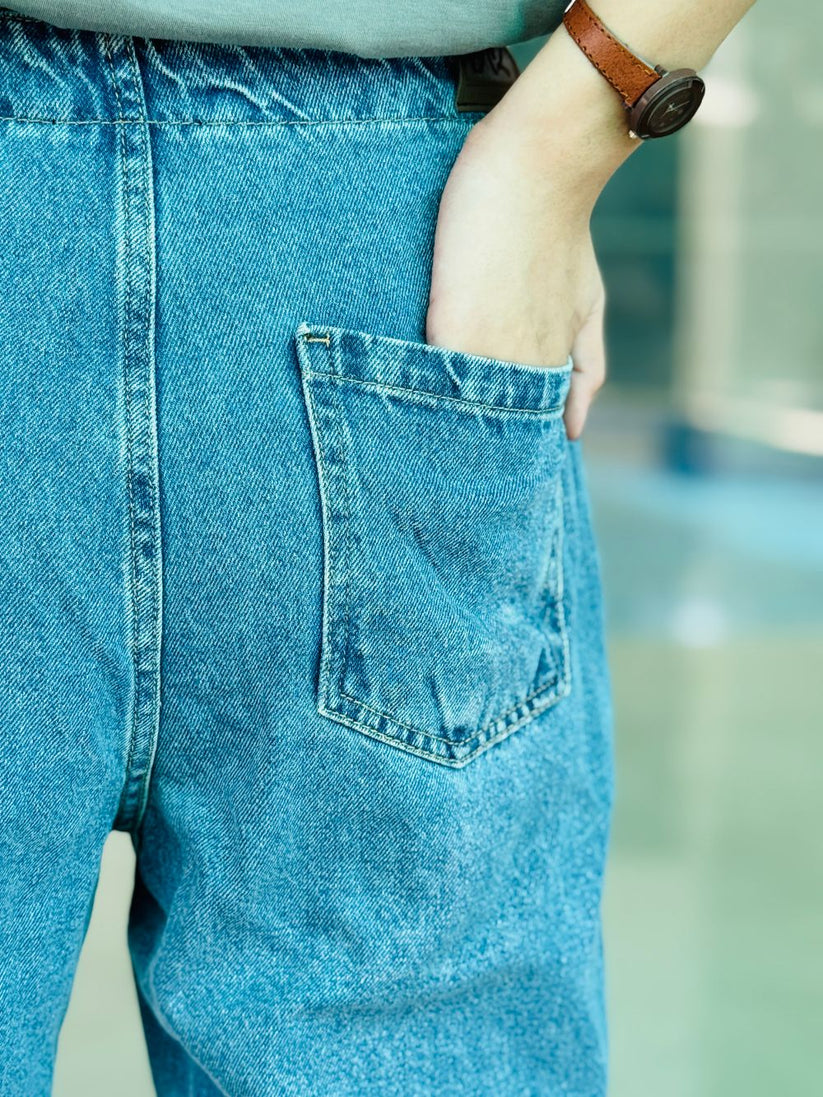 Inaara Mid Blue Pleat Jeans 