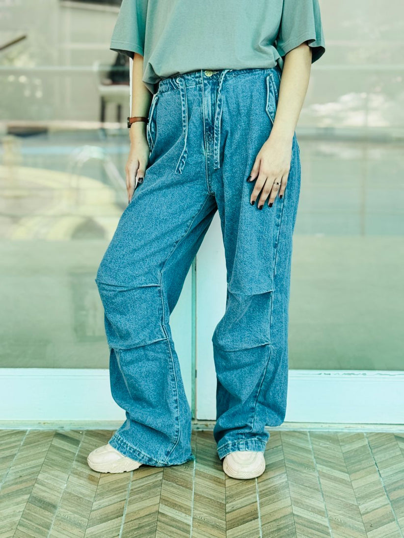 Inaara Dark Blue Pleat Jeans 