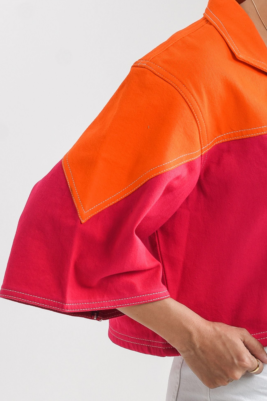 Ladies Crop Top in Pink and Orange