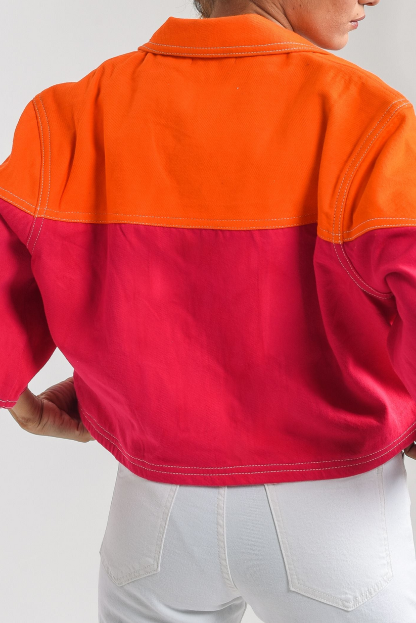 Ladies Crop Top in Pink and Orange