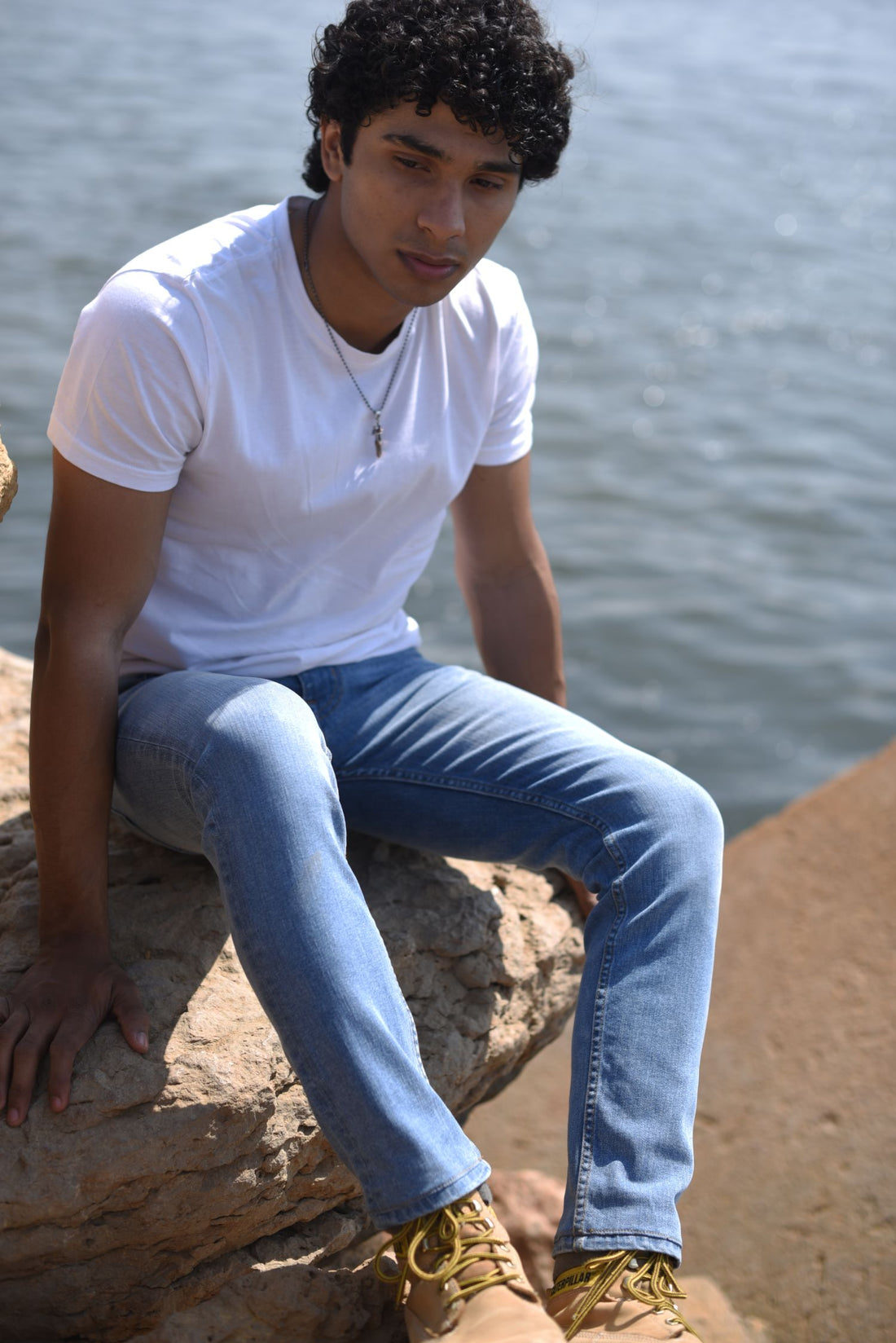 Light Blue Bruno Jeans slim fit light blue denim with faded wash for rugged outdoor styling