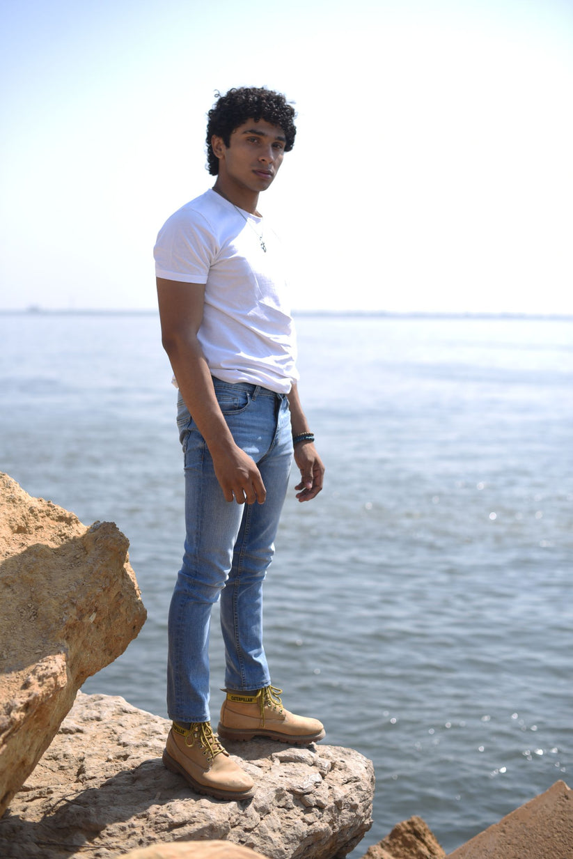 Light Blue Bruno Jeans slim fit light blue denim with faded wash for rugged outdoor styling