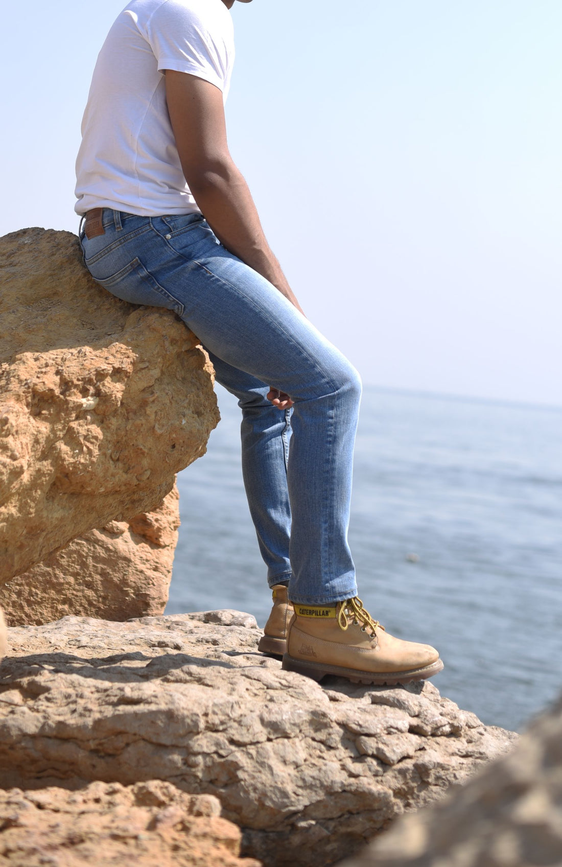 Light Blue Bruno Jeans slim fit light blue denim with faded wash for rugged outdoor styling