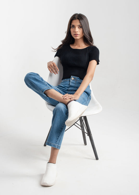 Light Blue Pleat Jeans 