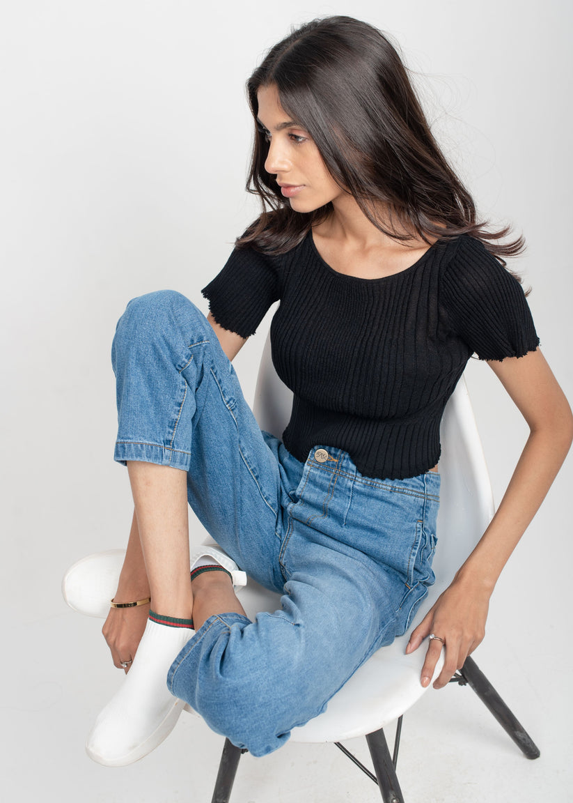 Light Blue Pleat Jeans 