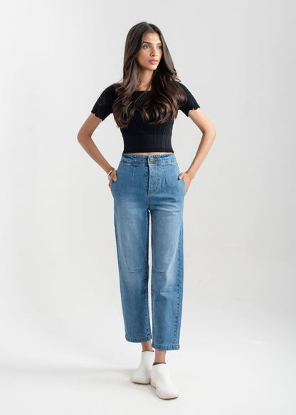 Light Blue Pleat Jeans 