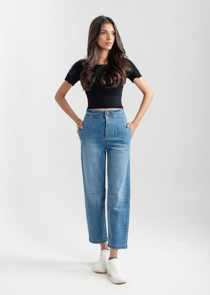Light Blue Pleat Jeans 