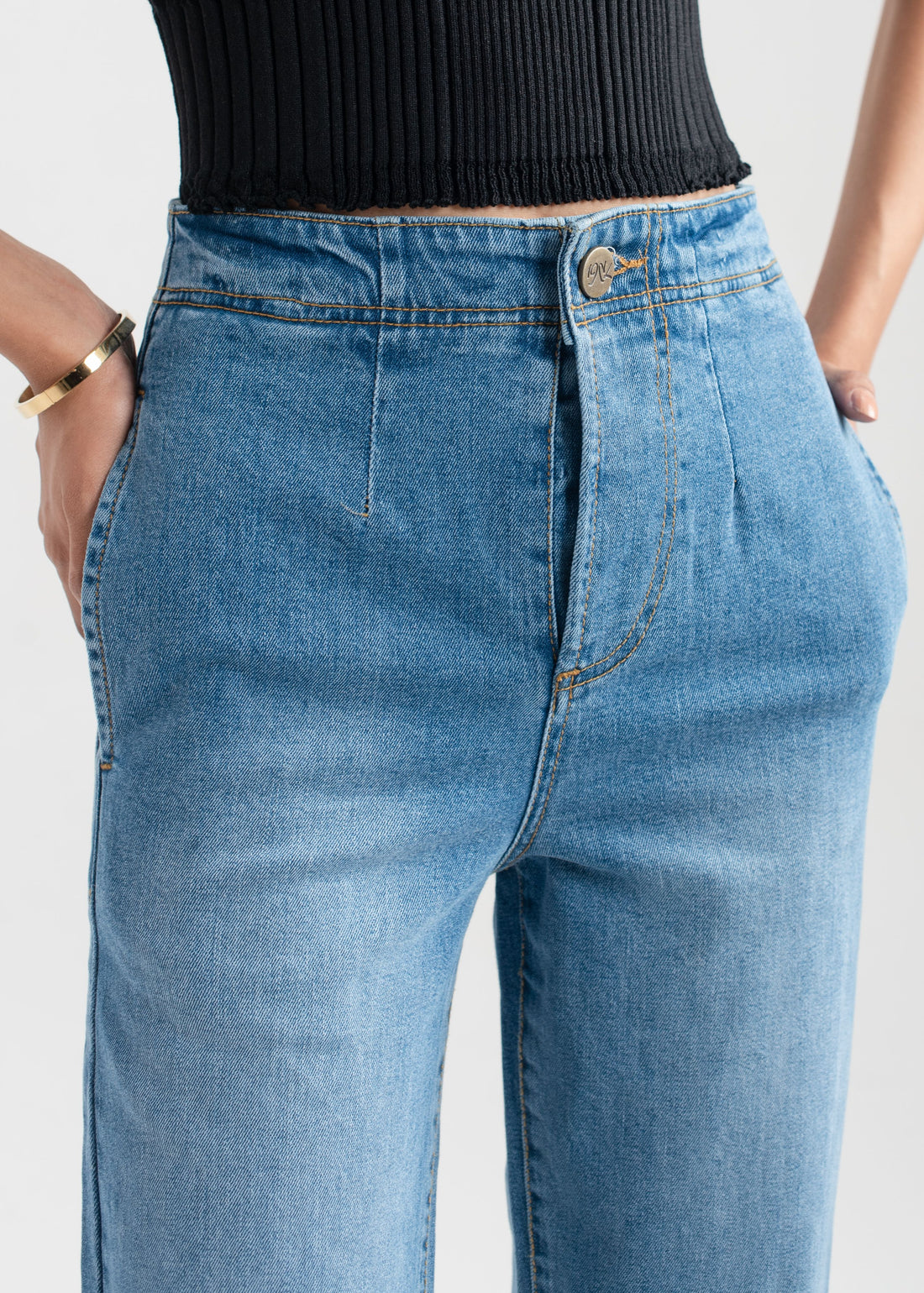 Light Blue Pleat Jeans 