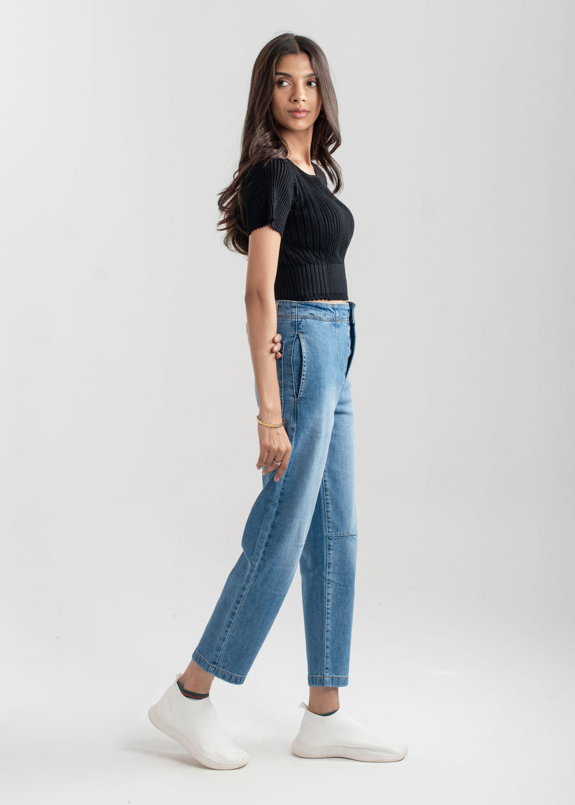 Light Blue Pleat Jeans 
