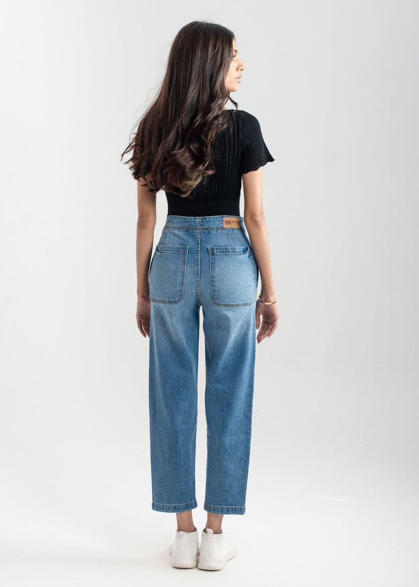 Light Blue Pleat Jeans 