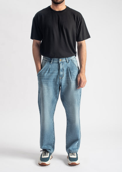 Men's basic black crew neck t-shirt with classic fit