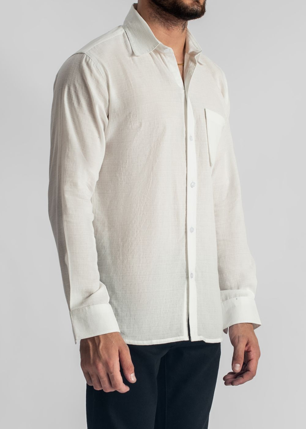 Men's classic white casual shirt with regular fit and clean design