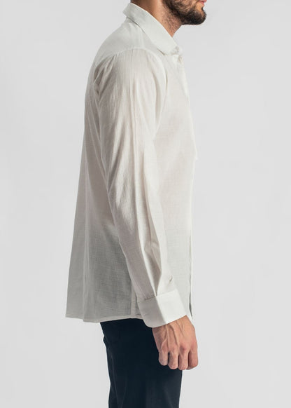Men's classic white casual shirt with regular fit and clean design